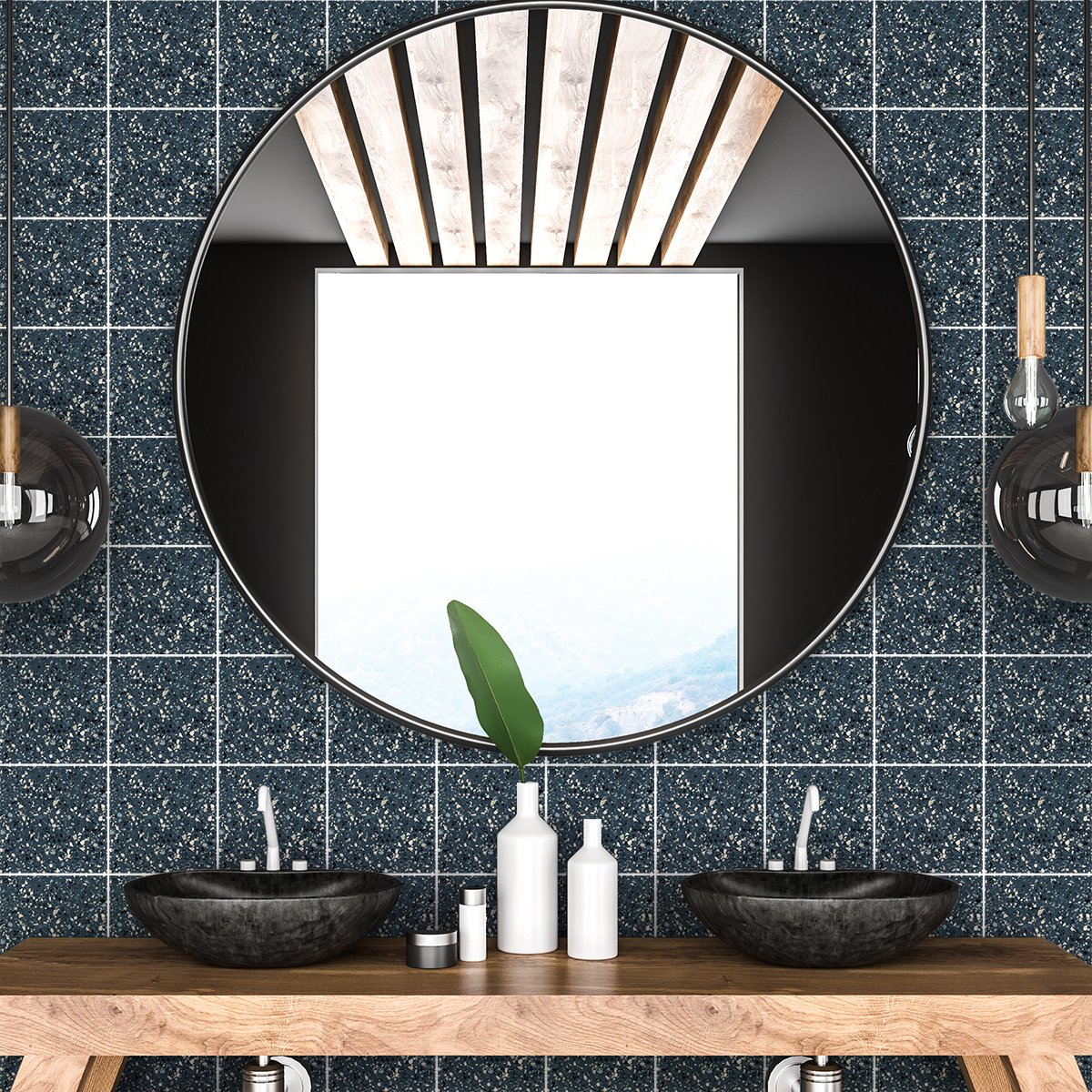 Ambiance Sticker Zelfklevende tegelmuurstickers voor keuken en badkamer - 60 Mila Terrazzo tegelstickers - 60 stickers 15x15cm Multi color