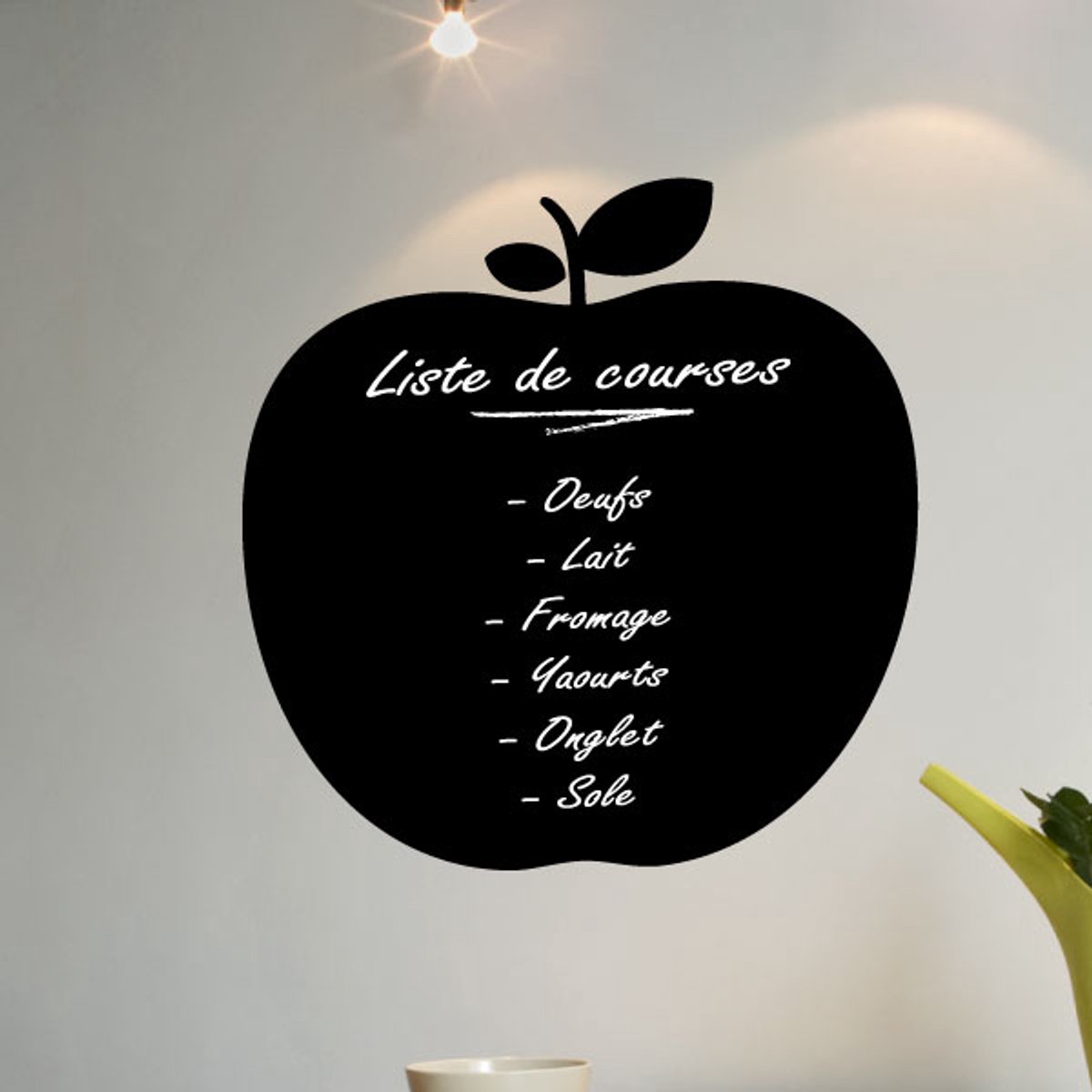 Ambiance Sticker Schoolbordsticker - uitwisbare zelfklevende muurstickers - APPEL - 15x15cm Multi color