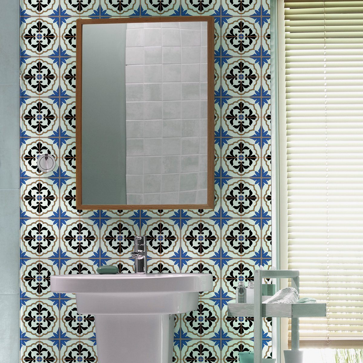 Zelfklevende tegelmuurstickers voor keuken en badkamer - 9 AZULEJOS LUCIANO cementtegelsti