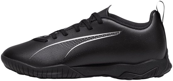 Football noir Puma avec bande Puma blanche et pois