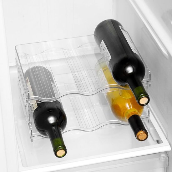 Flessenrek, koelkast, flessen, organizer, wijnrek, stapelbaar, blikrek, transparante flessenhouder, koelkast voor rietbeker, drinkfles, waterfles, sport (6 flessen) — afbeelding 4