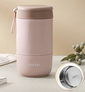 Pot à yaourt ZYLARO - Pot à yaourt à emporter - 800 ml - Gobelet à déjeuner - Pot à déjeuner isotherme anti-fuite avec cuillère - Passe au lave-vaisselle - Acier inoxydable de qualité alimentaire - Rose