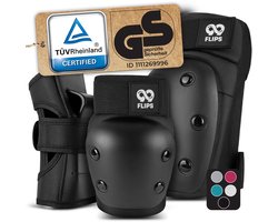 99FLIPS Beschermingsset voor volwassenen voor inline skaten en skateboarden - inclusief kniebeschermers, polsbeschermers en elleboogbeschermers