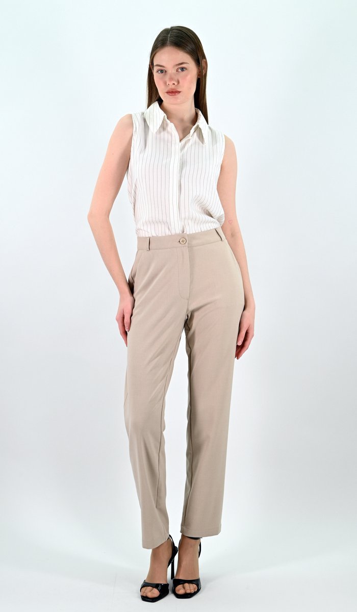 YesMooi - Straight-Leg Broek - Beige - M (38) - Dames Broek