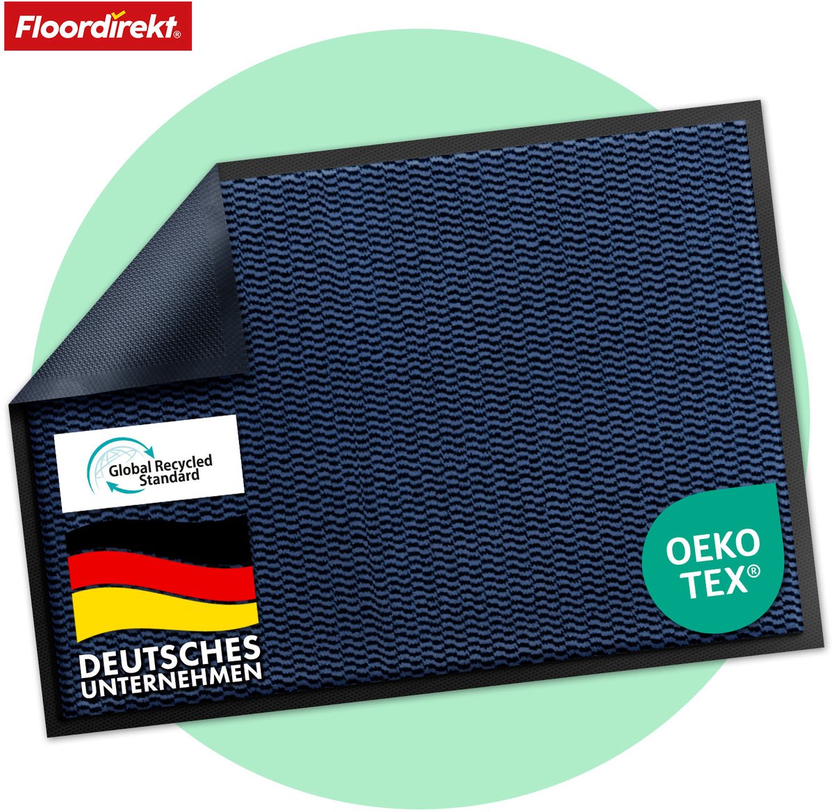 Floordirekt Premium Deurmat SKY Novo - Voor Entree - Vuilvangmat - Anti-slip & Afwasbaar - Voor Het Opbergen van Vuil - Blauw - 90 x 150 cm