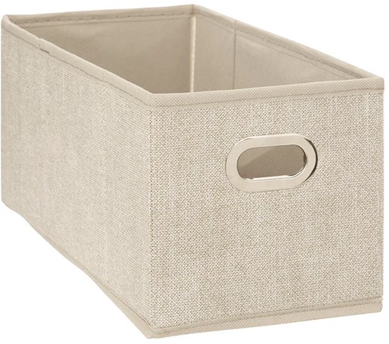 Bac Rangement Boîte De Rangement En Velours Five - 31x31x31 Cm - Beige Lin - Polyester - Pour Rangement Déco Maison