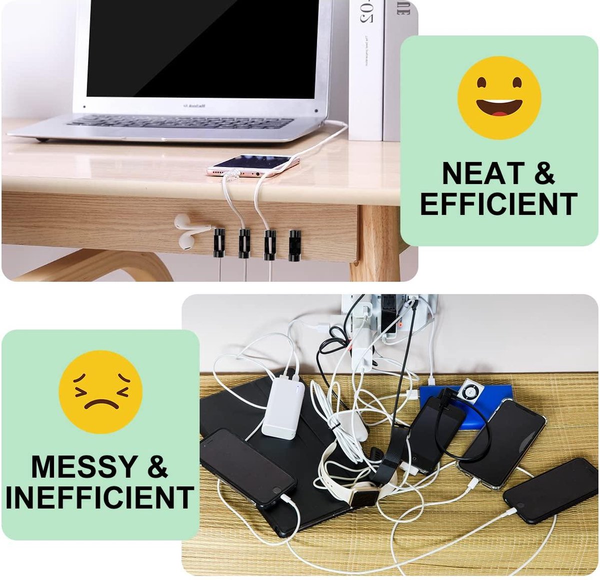 Zelfklevende kabelbeheer clip kabel organizer draadclip, multifunctionele snoer bureau muurhouder kleverige voor kantoor thuis auto computer tv multi snoeren houder draad netjes 3 stuks wit