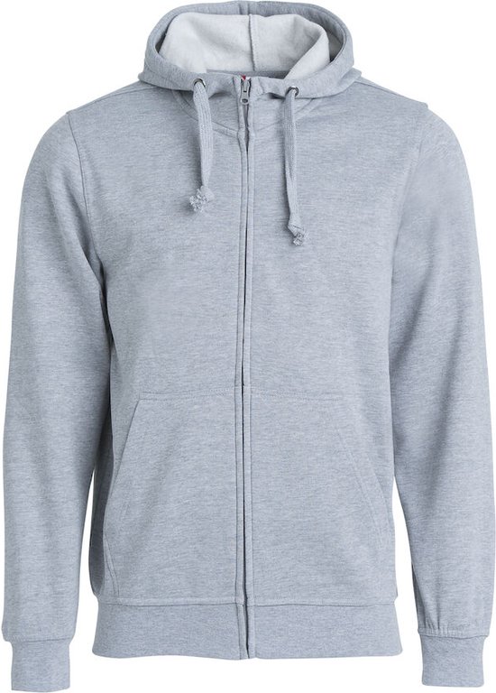Sweat à capuche basique full zip gris chiné L