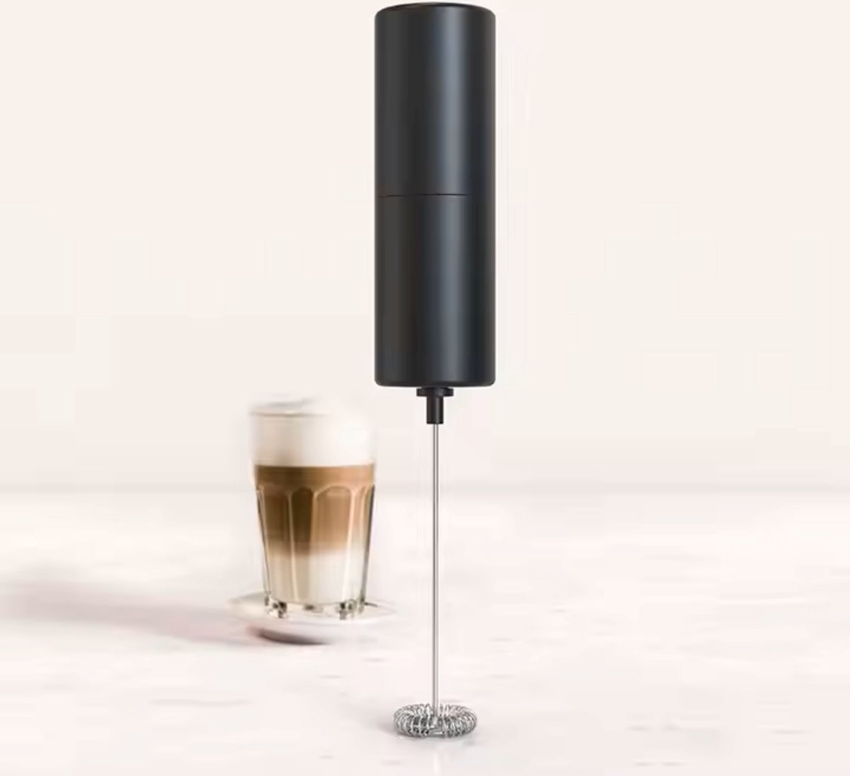 Cherchie - Elektrische Melkopschuimer - Melk Opschuimer Handmatig - Koffie Mini Mixer - Draadloos op Batterijen - Zonder Stekker - Handig op de Camping - Zwart