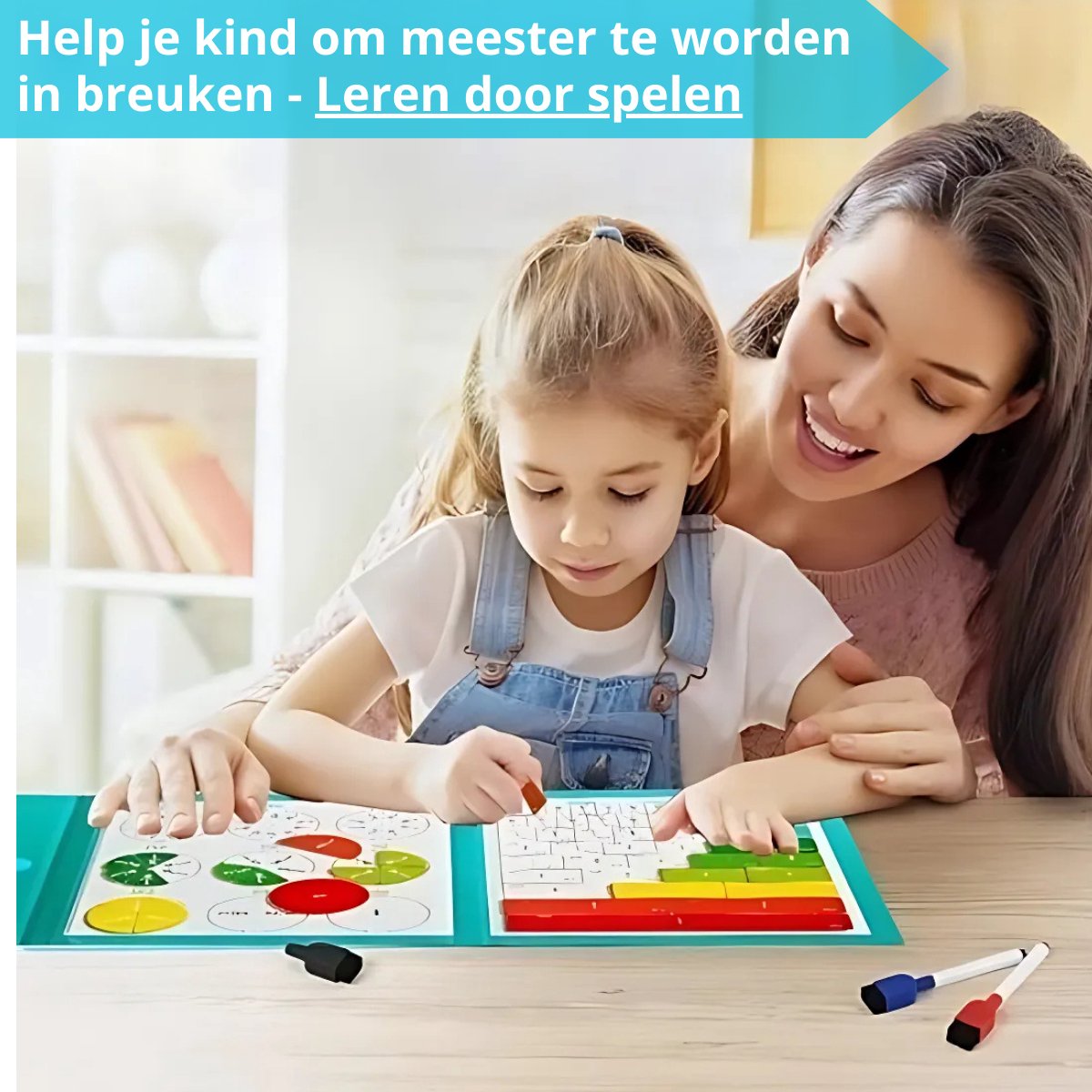 Montessori Breukenboek Magnetisch – Rekenen Oefenen met Breuken & Breukencirkels – Educatief Speelgoed 4-10 Jaar - Inclusief Stift — afbeelding 4