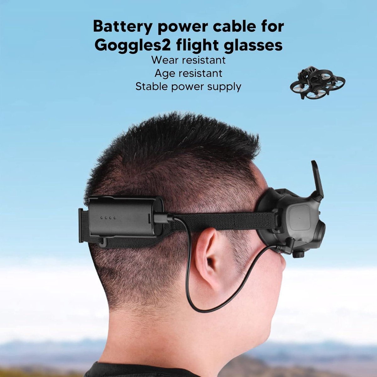 Batterij Clip Houder voor DJI Avata Goggles 2, met 30cm oplaadkabel