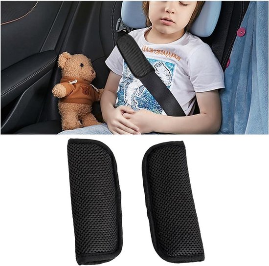 CREATCABIN Autogordelkussens – 2 Stuks Zwarte Schouderbeschermers Van Zacht Polyester, Universele Maat 24,5 Cm Voor Auto's, SUV's, Vrachtwagens En Meer