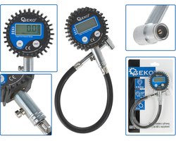 GEKO Digitale bandenspanningsmeter - LCD display - Flexibele slang - 30 cm - Veiligheidsalarm