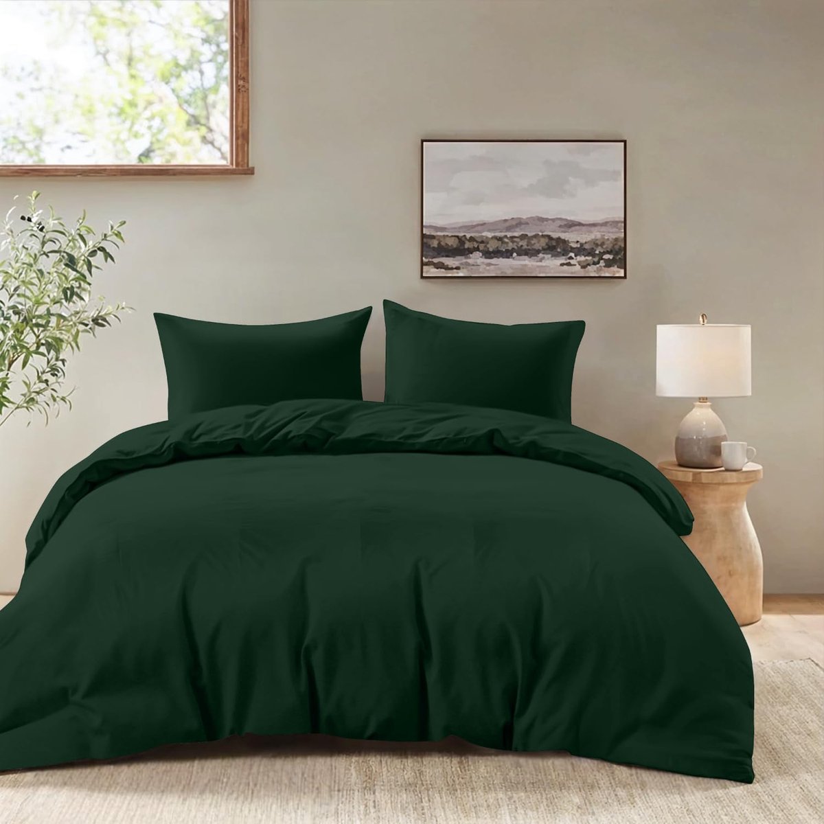 Azalia Dekbedovertrek 200x200 cm met 2 kussenslopen 80x80 cm - Groen - 200x200 volwassen bedset van 100 procent microvezel