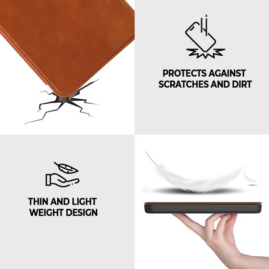 Lunso Geschikt voor Kobo Clara HD hoes (6 inch) - Leren sleepcover - Cognac van Lunso — afbeelding 3