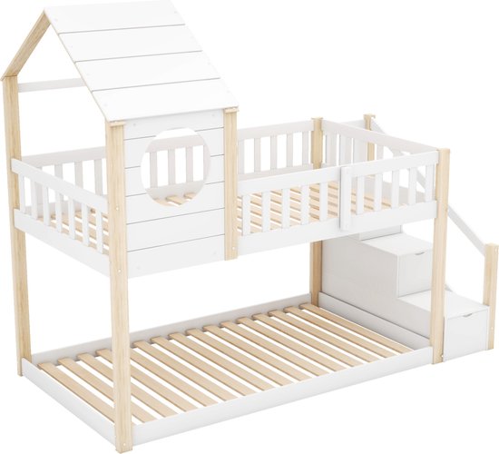3 persoons stapelbed Scott - Wit - 90x200 - laagste prijs