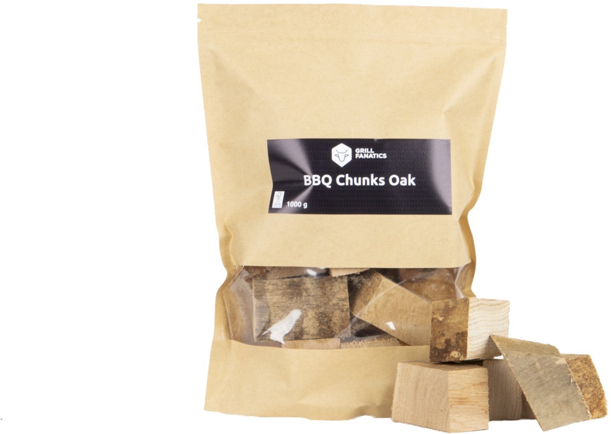 Grill Fanatics rookhout Rookchunks Eiken 1 Kg - zak - blokjes