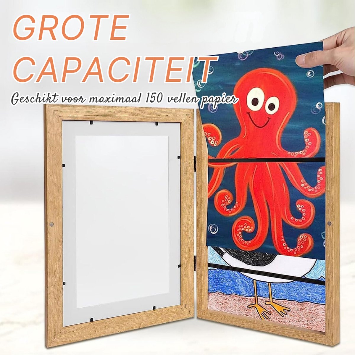 Wissellijst Kindertekening - Fotolijst - Luxe fotolijst voor kindertekeningen - Kunstlijst - Wissellijst – Tekeningen – A4 - 33 x 24,5 x 2,51 cm – Hout Kleur - Moederdag - Cadeau — cadeau in Wonen & Interieur - foto 4
