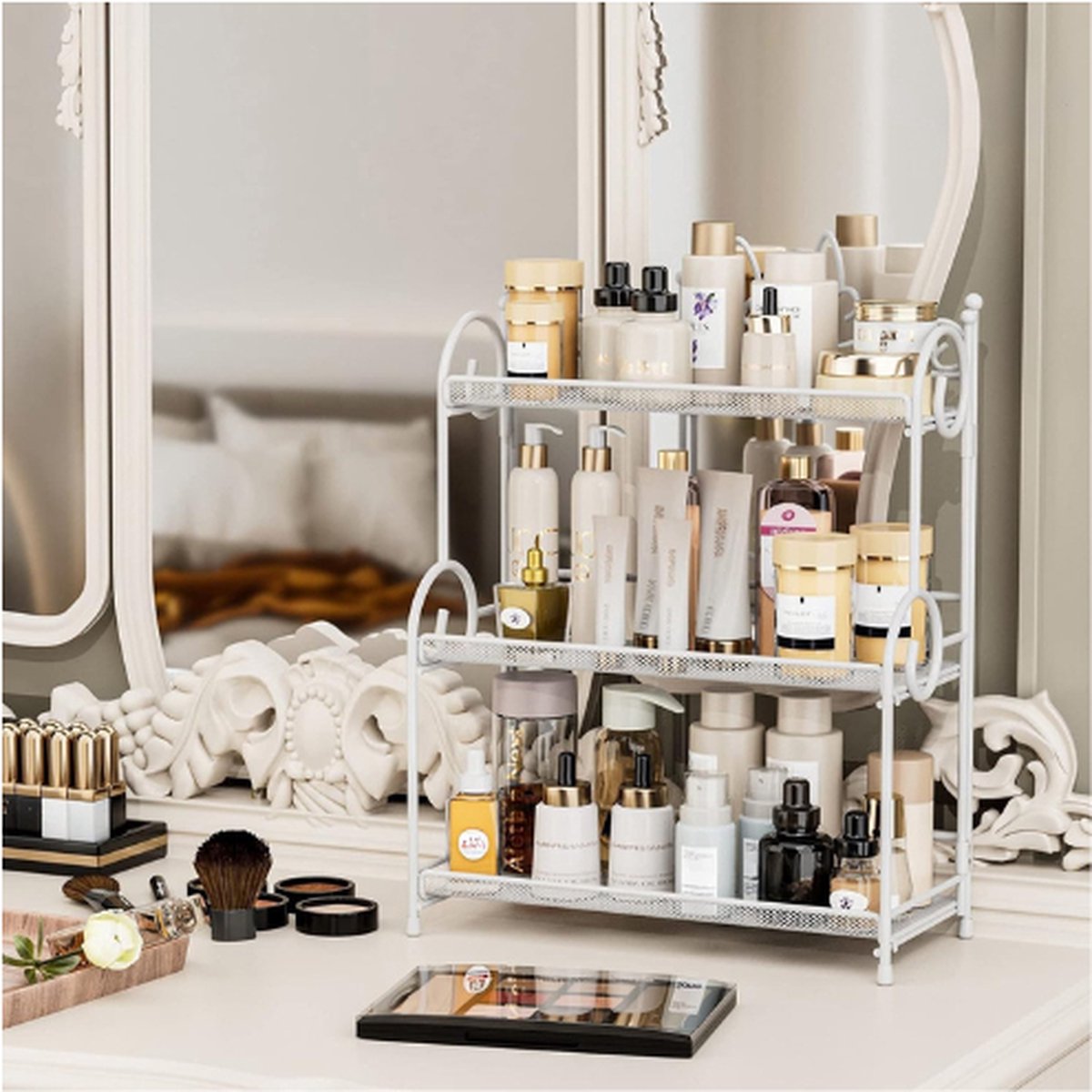 Organisateur Maquillage 3 Niveaux Ambre - Boîte Rangement Cosmétiques Et Bijoux Pour Salle De Bain