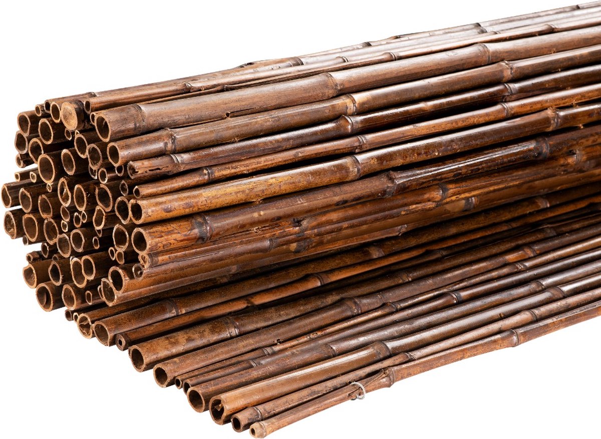 TuinChamp Zwarte bamboemat 20-25mm 180 x 180 cm - Bamboe tuinscherm - Bamboemat op rol - Tuinafscheiding natuurlijk hout - Balkonscherm bamboe - Natuurlijke uitstraling
