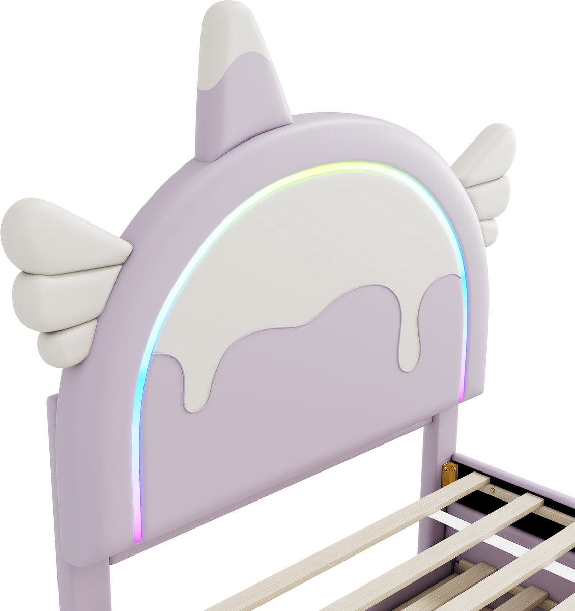 Gutent Kinderbed-90*200 cm - ledikant-unicorn vorm-met Onderschuifbed-PU materiaal-Paars-Geen matras — cadeau in Cadeau-ideeën - foto 7
