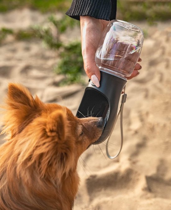 BePetMia Waterfles, draagbaar voor hond, deksel als drinkbak, hondendrinkfles in siliconen voor outdoor, 580 ml, groen