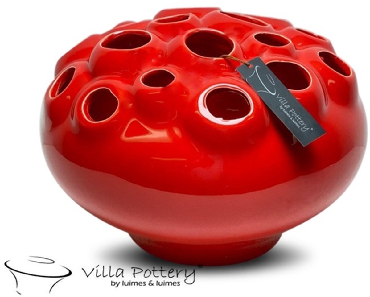 Villa Pottery Rode vaas Coral 30 x 30 x22 rood
