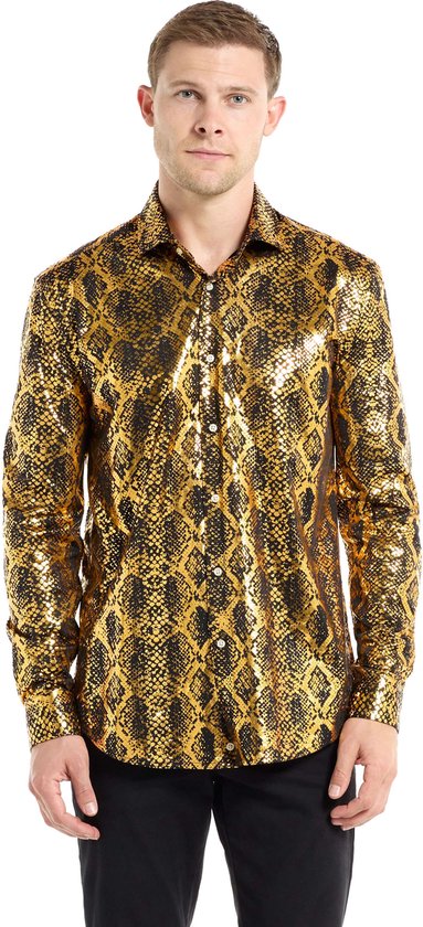 OppoSuits Shiny Snake Shirt Chemise Homme Chemisier Doré
