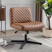Merax Bürostuhl Ohne Armlehnen,Home Office Stuhl Keine Räder,Heavy Duty Metallbasis,120°Schaukelnder breiter Sitz Ergonomischer Stuhl, Dicken gepolsterte Dreh Eitelkeit Stuhl für Heim und Büro