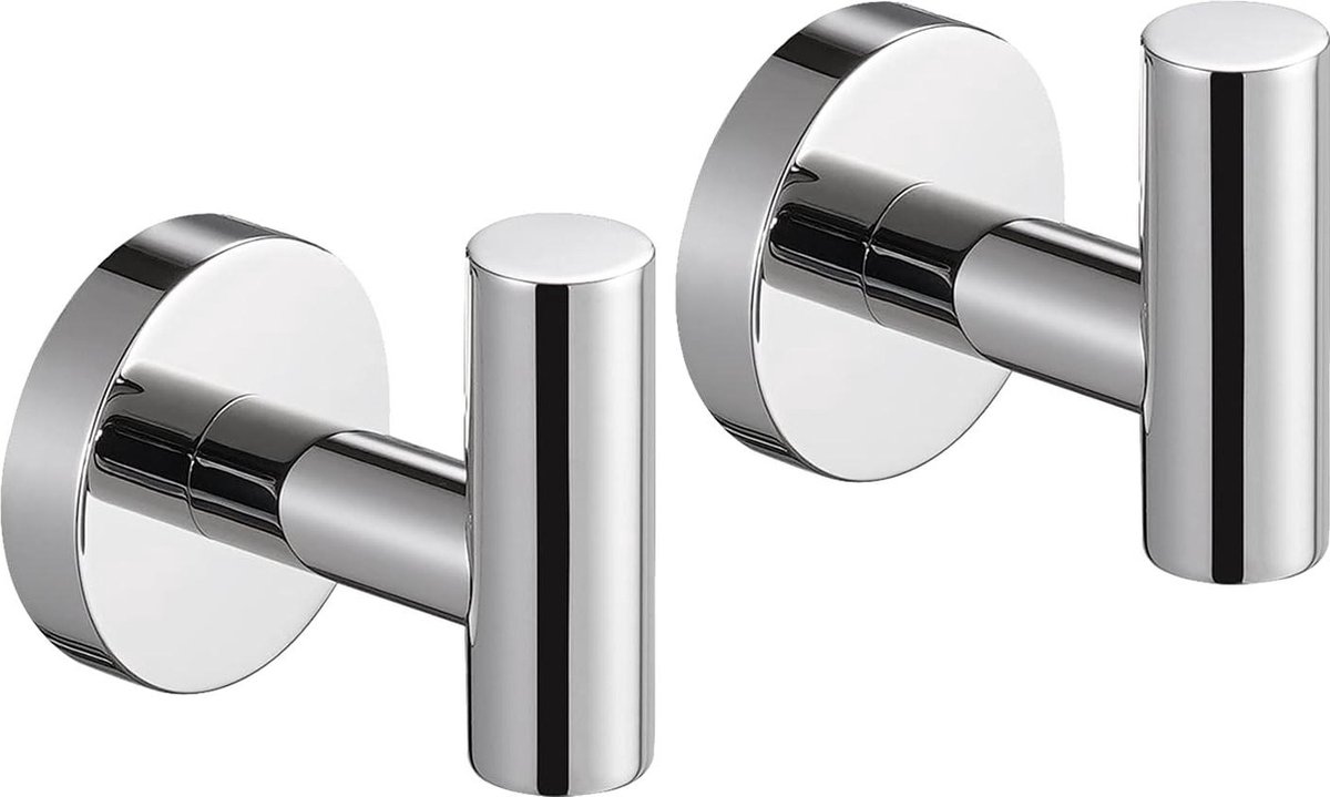 Handdoekhaak Roestvrij Staal Voor badkamer en garderobe 2 stuks Gepolijst SUS 304