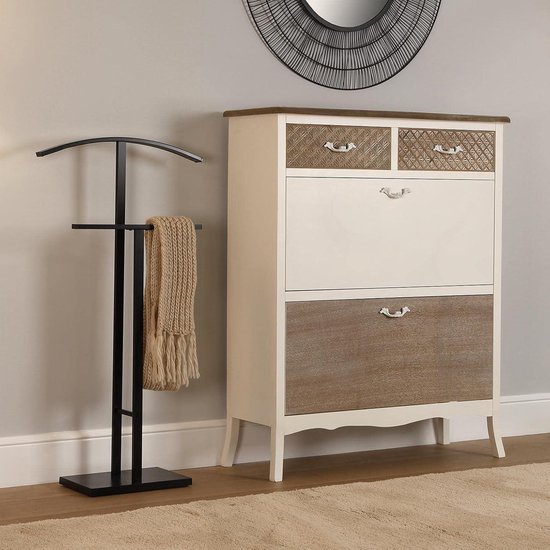 Versa Lund Modern Multifunctioneel Nachtkastje met 2 Hangers voor Heren- of Dameskleding, Afmetingen (H x B x H) 100 x 20 x 52 cm, Staal, Kleur Wit