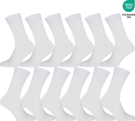 Chaussettes - 12 paires - Wit - Katoen - Populaires - Tailles 43-46 - Chaussettes - Hommes et femmes