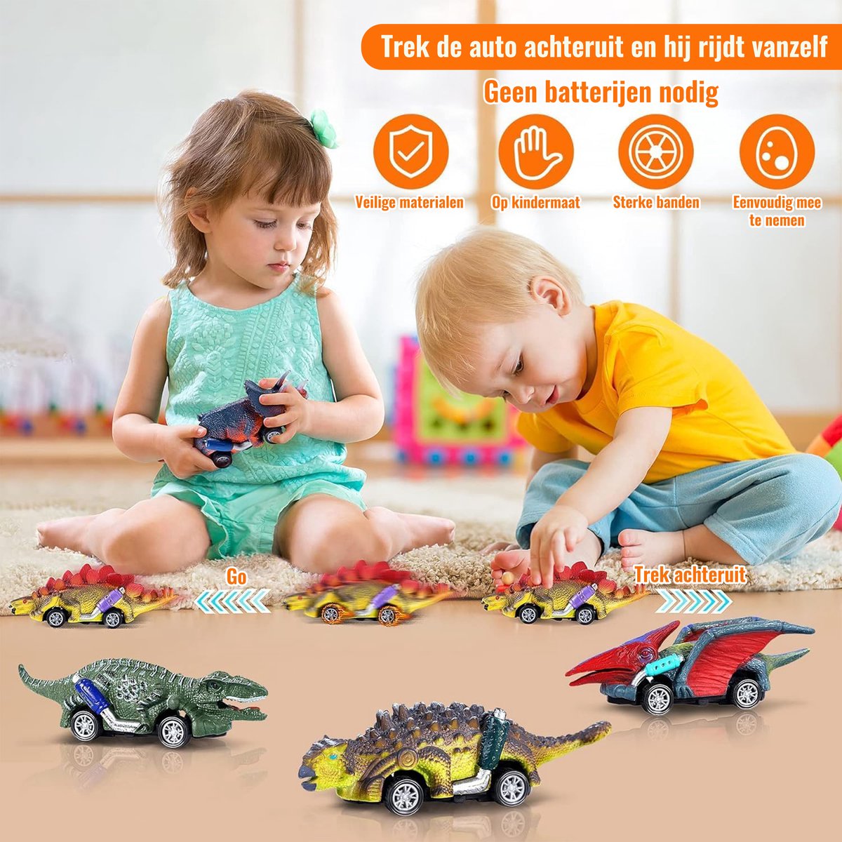 Joyage Dinosaurus auto speelgoed jongens - Jurassic Speelgoed autos jongens speelfiguren - Peuter speelgoed 2 jaar Dino speelgoed auto Dinosaurus kinderspeelgoed 3 jaar - Jongens Speelgoed Meisjes speelgoed 4 jaar kleuter speelgoed 5 jaar open ended — afbeelding 3