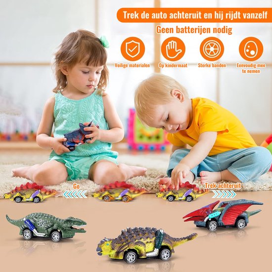 Joyage Dinosaurus auto speelgoed jongens - Jurassic Speelgoed autos jongens speelfiguren - Peuter speelgoed 2 jaar Dino speelgoed auto Dinosaurus kinderspeelgoed 3 jaar - Jongens Speelgoed Meisjes speelgoed 4 jaar kleuter speelgoed 5 jaar open ended
