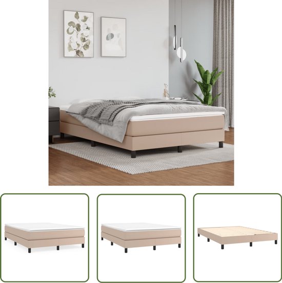 The Living Store Sommier tapissier simili cuir cappuccino 140x200 cm - Sommier tapissier - Sommier tapissier - Lit - Lit bébé - Meubles de couchage - Cadre de lit - Sommier - Lit double - Sommier tapissier - Lits - Lits Berceaux