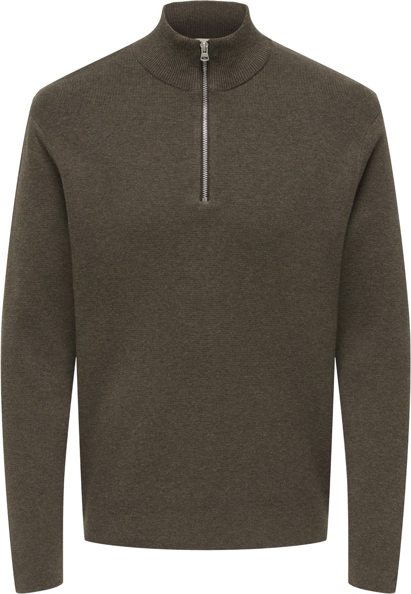 ONLY&SONS ONSTING LIFE REG HALF ZIP KNIT NOOS Heren Gebreide truien Coffee Bean