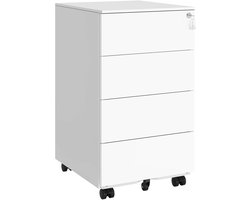 Bureaulades Met Slot - Wit - Bureau - Bureau Met Lades - Bureaus - Ladeblok Op Wieltjes - 3 Lades - Opbergbox - Ladekast - Lade Organizer - Laden