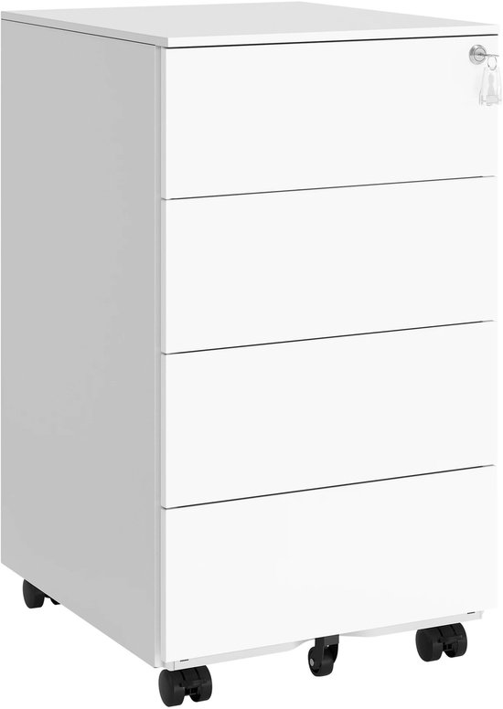 Songmics Bureaulades - Ladekast met slot - Wit - Bol