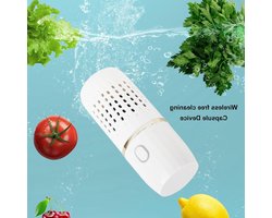 Portable Fruit and Vegetable Washing Machine - Wireless USB Charging, Capsule Shape Mini Cleaner with Base for Cleaning - White