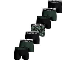Björn Borg Cotton Stretch Boxershort Heren Groen/Zwart- 7 stuks - Heren onderbroeken - Boxer - Maat S