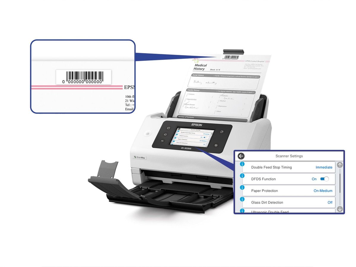 Epson WorkForce DS-900WN - Scanner - Sheetfeeder - Met Wi-Fi - Wit thumbnail 2