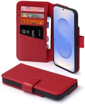Coque Samsung Galaxy S25 Plus (S25+) - Bookcase portefeuille de Luxe MobyDefend - Rouge - Étui pour téléphone portable - Étui de téléphone Convient pour : Samsung Galaxy S25 Plus (S25+)