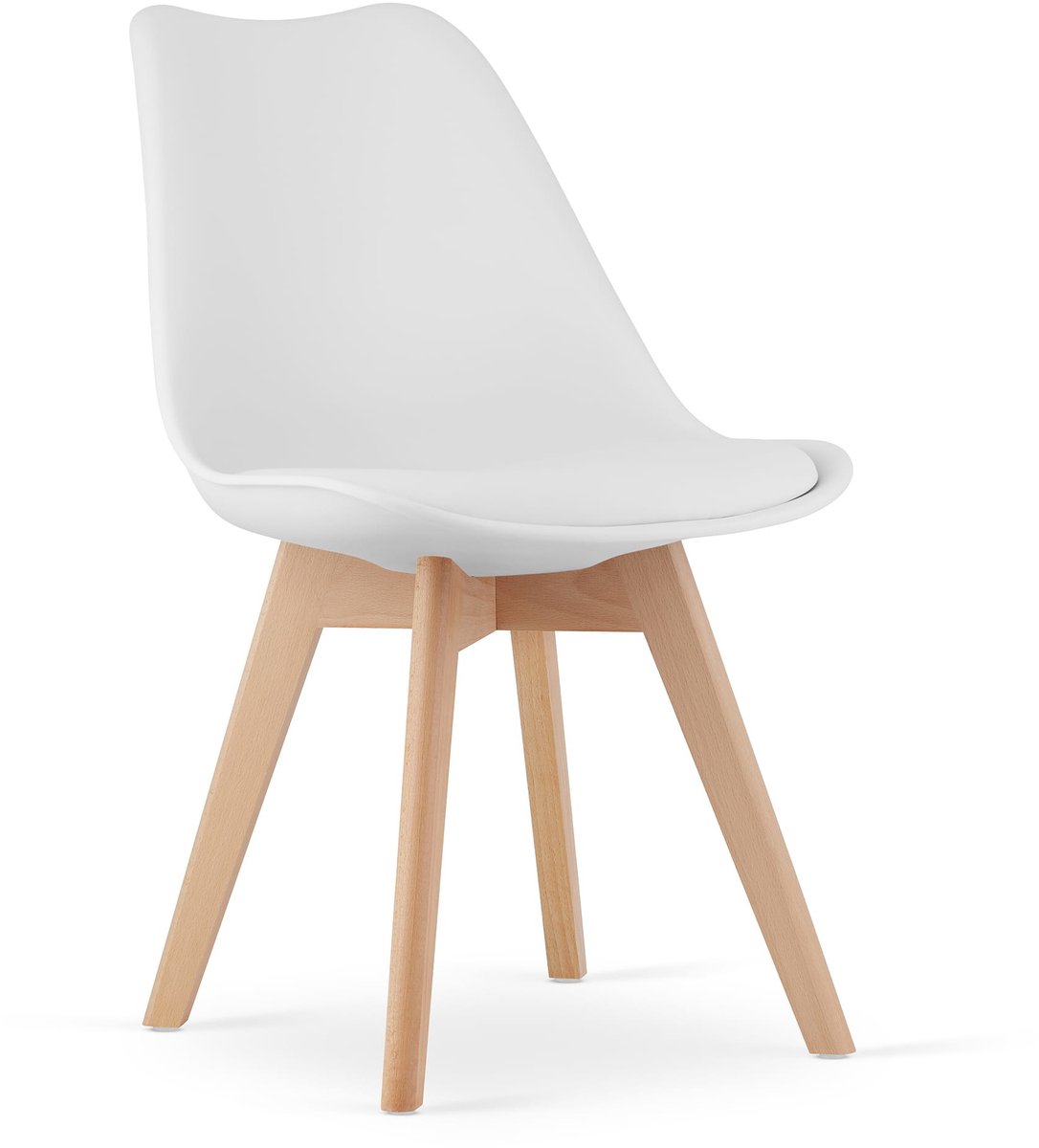 LEOBERT MARK Stoel Wit x 4 - Scandinavisch Design met Beukenhouten Poten Wit;Zwart