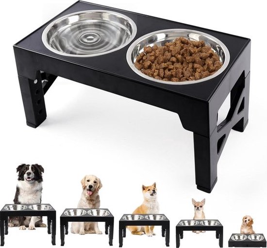 Verhoogde Voerbak voor Honden met Verstelbare Hoogte en Antiknoei Design