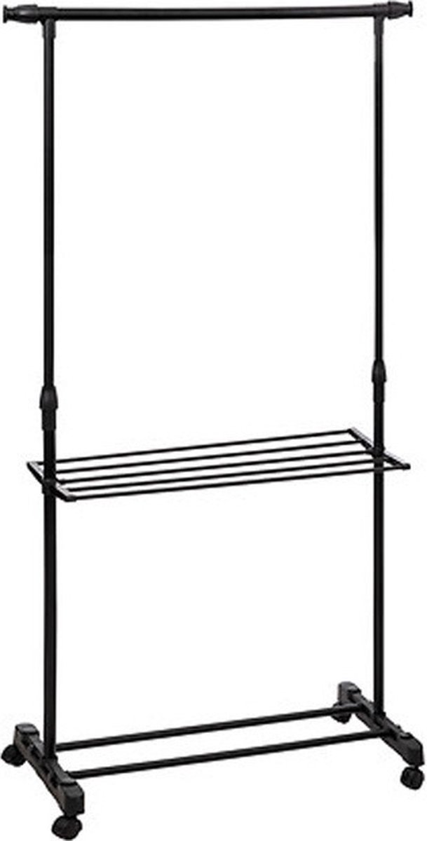 5Five Mobiel Kledingrek - zwart - metaal - 145 x 41 x 160 cm - staand