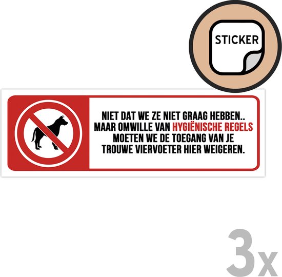 Foto: Pictogram stickers 3x geen honden toegelaten 14 x 4 cm hygi nische redenen geen huisdieren verboden voor honden sticker pets raamsticker 3 stuks