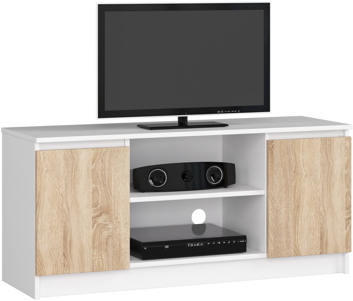 TV Meubel K120 / TV Kast / AKORD Furniture Factory / Wit – Sonoma Eik / 2 Deuren / 120 x 55 x 40 cm