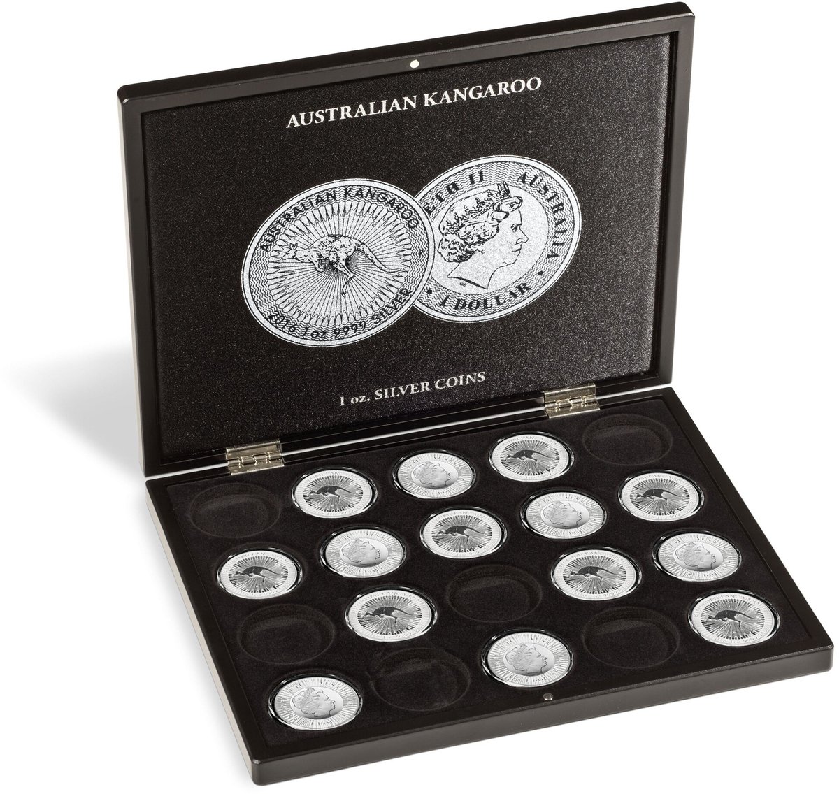 Presentatie cassette, Volterra Uno - voor Munten - Austalian Kangaroo, 1 oz Silver in capsules (20 st.)