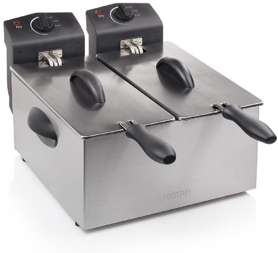 Tristar Dubbele Friteuse FR-6937 - Frituurpan 2 x 3 liter - 2 x 1800W - Beide pannen apart te bedienen - RVS