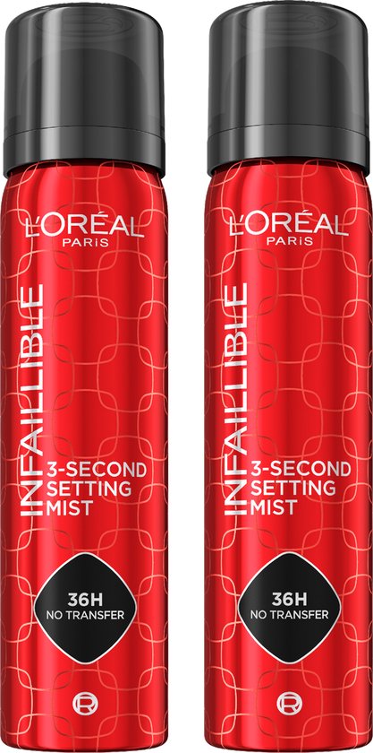 Foto: L or al paris infaillible 3 second setting mist transferproof in 3 seconden houdt make up tot 36u mooi 2x 75ml